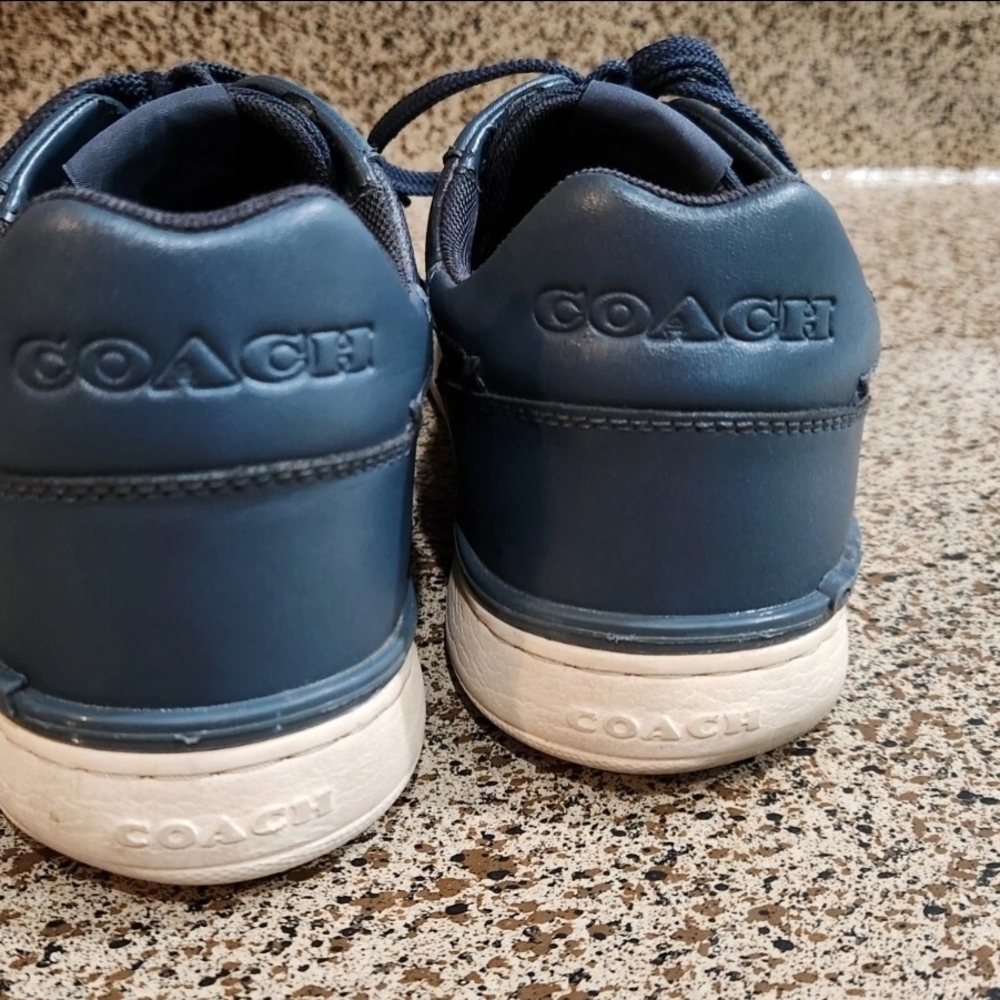 Coach Navy Blue Sneakers COACH tennis shoes BLUE Leather Limited Edition SZ 8D
